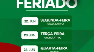 Câmara Municipal de Nova Floresta divulga calendário de funcionamento durante período de feriado