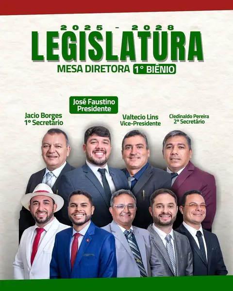 Aqui está a Legislatura e a Mesa Diretora da Câmara Municipal de Nova Floresta! 🏛️👥 C...