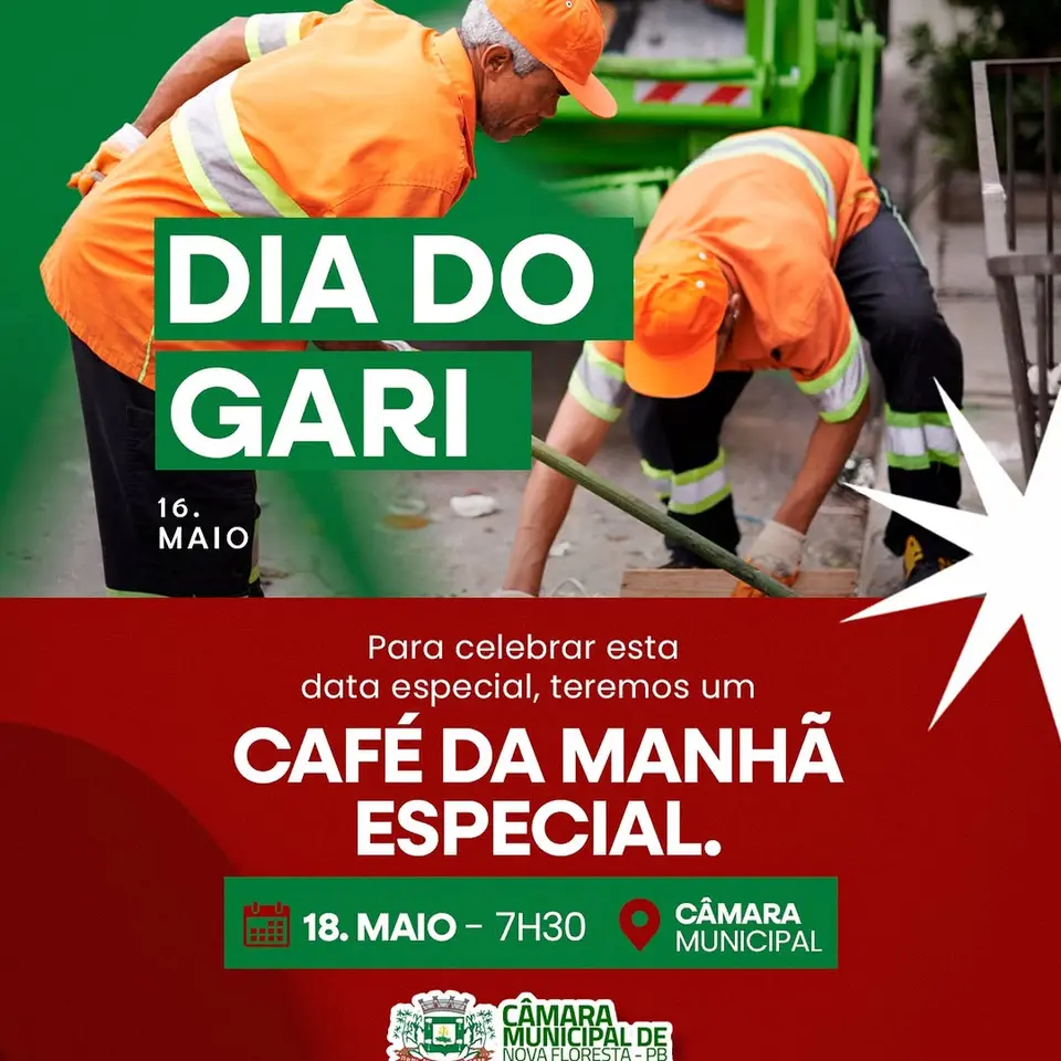 Câmara de Nova Floresta celebra Dia do Gari e anuncia coffee break
